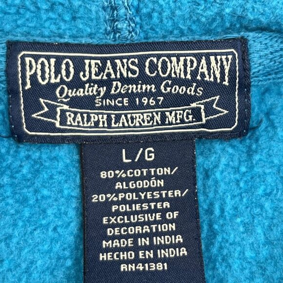 Polo Jeans Co Ralph Lauren Pullover Hoodie Men Large Blue Classic Sweatshirt Y2K - Picture 3 of 10